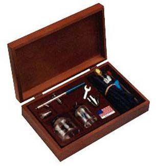 Professional Head Air Brush Set in Wood Case BAD150-4PK