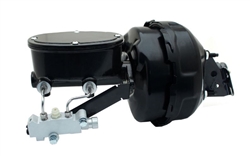 Custom Camaro Black 9" Power Brake Booster Kit with Oval Master Cylinder & Proportioning Valve Kit for Disc / Drum