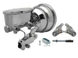 Custom Camaro CHROME 8" Power Brake Booster Kit with Oval Master Cylinder & Proportioning Valve Kit for Disc / Drum