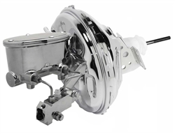 Custom Camaro CHROME 11" Power Brake Booster Kit with Oval Master Cylinder & Proportioning Valve Kit for Disc / Drum