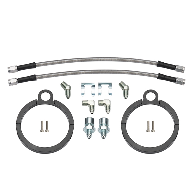 Wilwood Rear Disc 12" Braided Stainless Steel Flexline Brake Flex Hoses Kit with Clamp-on Brackets for 3 Axle Tubes