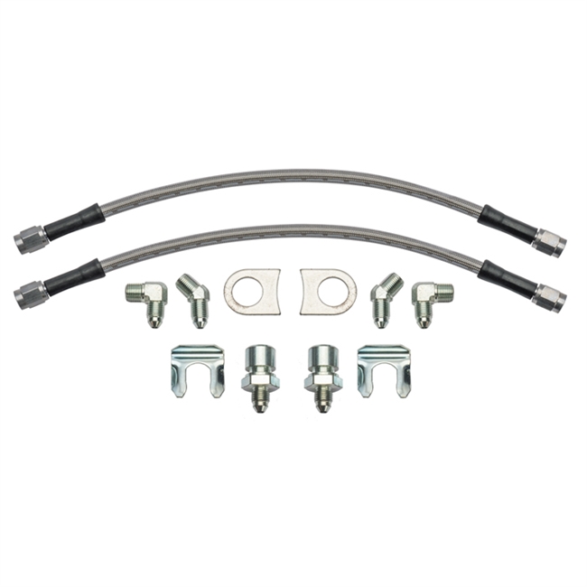 Wilwood Rear Disc 12" Braided Stainless Steel Flexline Brake Flex Hoses Kit with Weld-On Tabs for 3" Axle Tubes