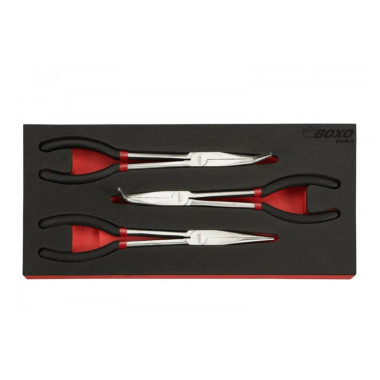 Boxo BX028-R 3 Pc 11" Long Handled Needle Nose Plier Set