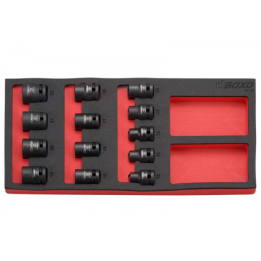 Boxo BX139-R 13 Pc. 1/2" Dr. Metric Standard Length 6 Pt Impact Socket Set