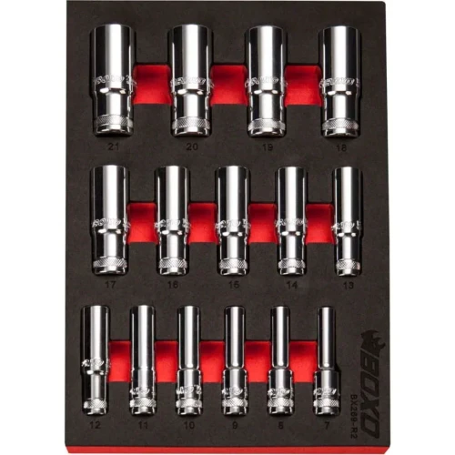 Boxo BX269-R2 15-Piece 3/8" Drive Metric Deep 6-Point Chrome Socket Set
