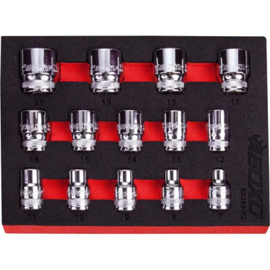 Boxo BX283-R2 15-Piece 3/8" Drive Metric Standard Length Multifix Spline Chrome Socket Set