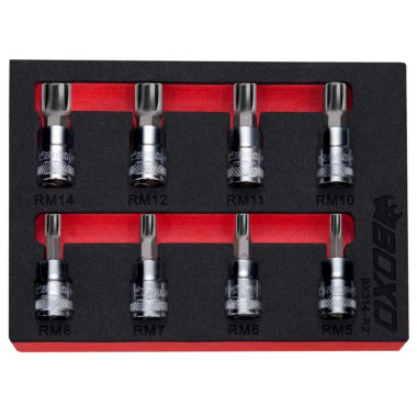Boxo BX314-R2 8-Piece 3/8" Drive Ribe Bit Socket Set