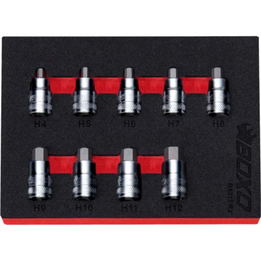 Boxo BX317-R2 9-Piece 3/8" Drive Super Stubby Hex Bit Socket Set