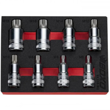 Boxo BX328-R2 8-Piece 1/2" Drive Standard Length Spline Bit Socket Set
