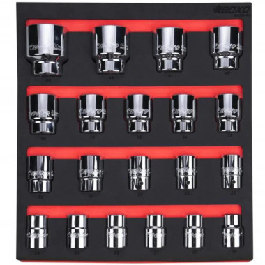 Boxo BX335-R2 20-Piece 3/4" Dr Metric Standard Length 6-Point Chrome Socket Set