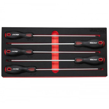 Boxo BX439-R 5-Piece Long Reach Torx Screwdriver Set