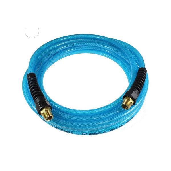 Blue Flexeel Reinforced Polyurethane Straight Air Hose 3/8" x 50", 1/4" MPT