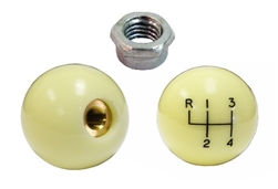 Camaro Ivory Off White 4 Speed Shifter Knob Ball, 3/8-16 Inch Coarse Thread