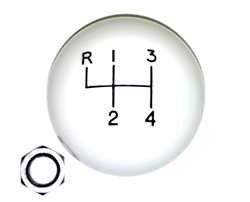 Camaro Shifter Knob Ball, White 4 Speed, 3/8 Inch FINE THREAD