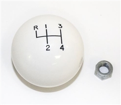 NEW White 4 Speed Shifter Knob Ball, 3/8 Inch Coarse Thread, 2-1/4" Diameter