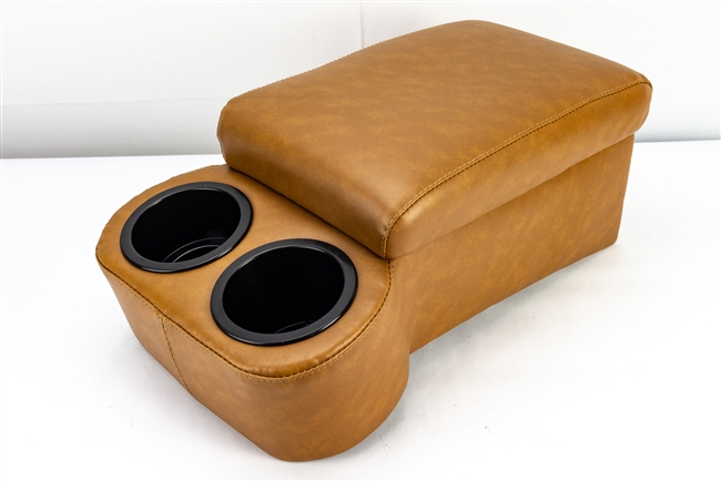 Universal Custom Bench Seat Center Console with Cup Holders and Padded Arm Rest Door Lid, Choice of Color