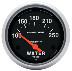 Camaro Dash Instrument Cluster Gauge (Auto Meter Sport Comp), Water Temperature (TEMP), 100-250 Degrees F, 2 5/8 Inch, Analog, Electrical, Each