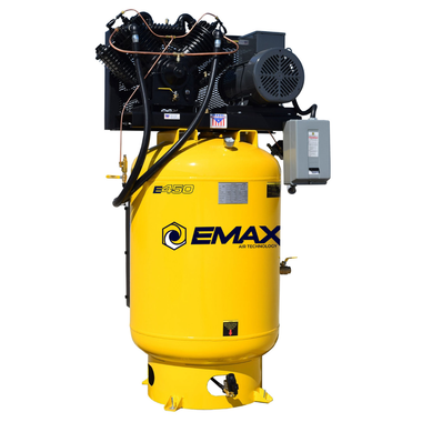 EMAX Premium 10 HP 3 PH 120 Gallon Vertical With Air Silencer-With Pressure Lube Pump