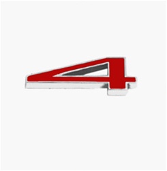 Camaro Custom Emblem, Individual Number # 4,Red and Chrome