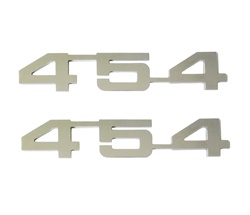 Camaro Engine Size Emblems, "454" Logo, Custom, Mirror Polished, Peel and Stick, Pair