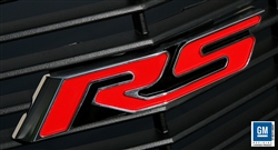 2010 - 2013 Camaro Grille Emblem Heritage RS, Billet Aluminum, Red with Polished Trim