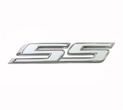 Camaro Super Sport "SS" Custom Emblem, Peel and Stick, White and Chrome