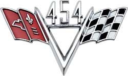 Camaro Custom Emblem, V-Flag with "454" Engine Size, Each