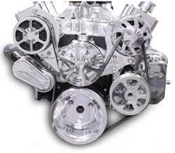 Chevy Small Block Billet Aluminum Complete S-Drive Serpentine Kit with A/C and BILLET Power Steering Reservoir