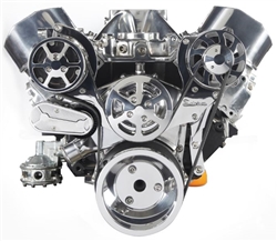 Chevy Small Block Billet Aluminum Complete S-Drive Serpentine Kit with A/C and WITHOUT Power Steering
