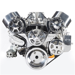 Chevy Big Block Billet Aluminum Complete S-Drive Serpentine Kit with A/C and BILLET Power Steering Reservoir