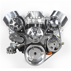 Chevy Big Block Billet Aluminum Complete S-Drive Serpentine Kit with A/C and for Remote Power Steering Reservoir