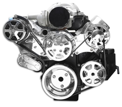 LS Chevy Billet Aluminum Complete S-Drive Serpentine Kit with A/C and PLASTIC Power Steering Reservoir
