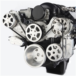 LS Chevy Billet Aluminum Complete S-Drive Serpentine Kit with A/C and BILLET Power Steering Reservoir