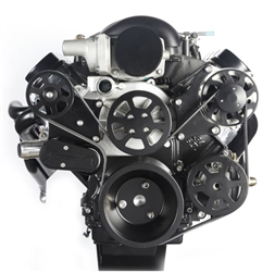 LS Chevy Billet Aluminum Complete S-Drive Serpentine Kit with A/C and for Remote Power Steering Reservoir