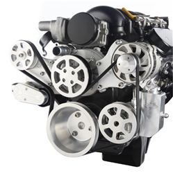 LS Chevy Billet Aluminum Complete S-Drive Serpentine Kit WITHOUT A/C and w/ BILLET Power Steering Reservoir