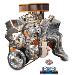 Chevy Small Block Billet Aluminum CompleteV-Drive V-Belt Kit WITHOUT A/C and w/ BILLET Power Steering Reservoir