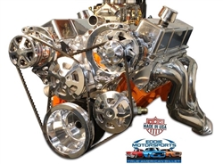 Chevy Big Block Billet Aluminum Complete V-Drive V-Belt Kit with A/C and for Remote Power Steering Reservoir