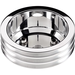Camaro Small Block Long Water Pump Crank Pulley, 3 Groove Billet Aluminum