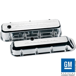 Billet Specialties Big Block Valve Covers, Polished Billet Aluminum, Chevrolet Script