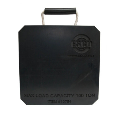 Esco 10754 Jack Plate, 12"x12"x1", With Rope Handle, Black (100 Ton Weight Capacity)