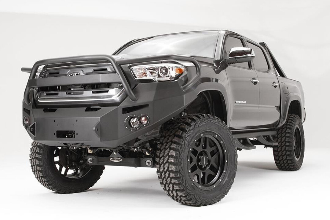 Fab Fours TT16-B3650-1 Premium Front Winch Bumper in Black with Grill Guard for 16-23 Toyota Tacoma