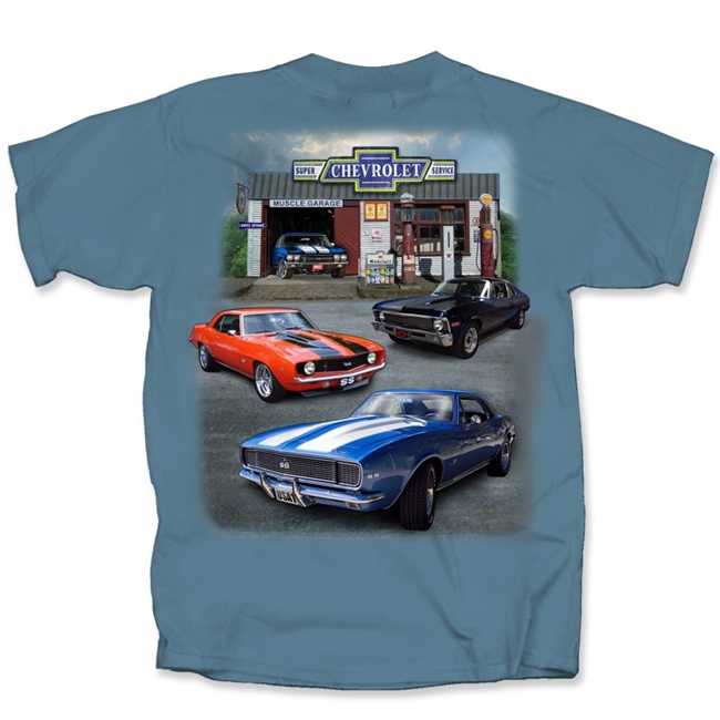 Chevy Super Service Camaro, Nova, & Chevelle Muscle Car Garage T-shirt