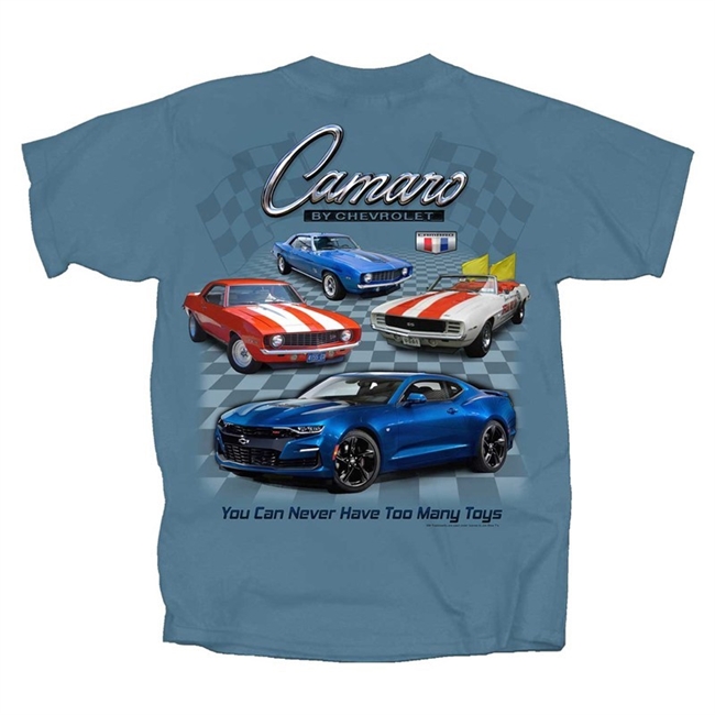 Camaro By Chevrolet, You Can Never Have Too Many Toys, Stone Blue T-shirt