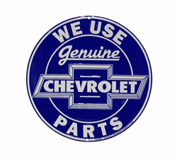 Sign, Metal, We Use Genuine Chevrolet Parts, Blue and White