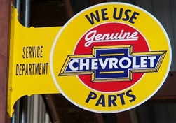 Metal Tin Stand Out Sign, We Use Genuine Chevrolet Parts