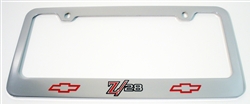 License Plate Frame, Custom Engraved, "Z/28" with Bowtie Logos