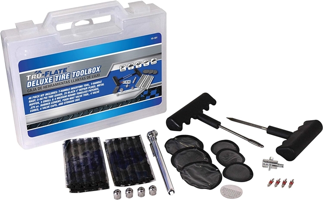 Tru-Flate Deluxe 46-Piece Tire Plug Repair Tool Box Kit