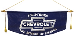 Vintage 1945 Chevrolet For 34 Years The Symbol of Savings Showroom Banner