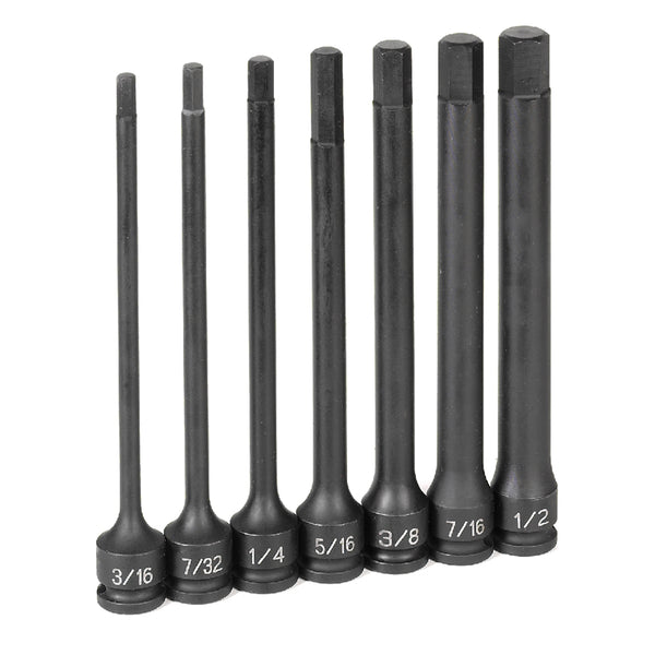 3/8" Dr. 7 Pc.6" Length Fractional Hex Driver Set