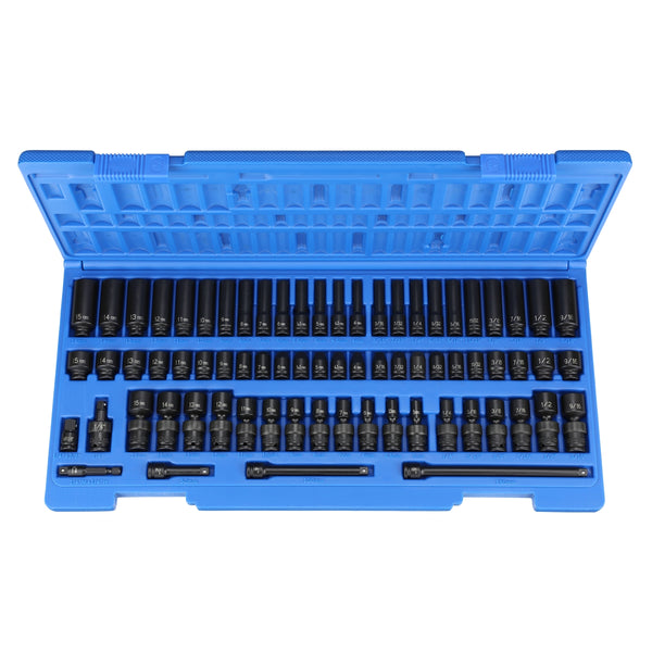 1/4” Drive 72-Piece Standard and Deep Length Surface Drive Impact Set